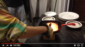 Cooking on Hot Glass - You Tube video filmed at my studio of me, Oliver Kraft, and Alonna Buchheimer cooking fresh