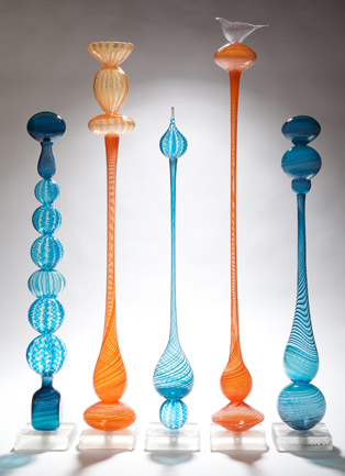 Stirring End of Purpose ~ 'Stirring End of Purpose' are glass sculptures that fuse individual detailed parts to form solid tall