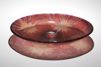 Spinifex Platter - A blown glass object from photosensitive glass with imagery created by the shadow of Spinifex seeds.

Spinifex