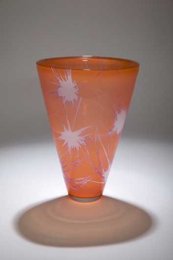 Spinifex Vase 1 - Blown glass object from photosensitive glass with color overly. The imagery is created by the shadow