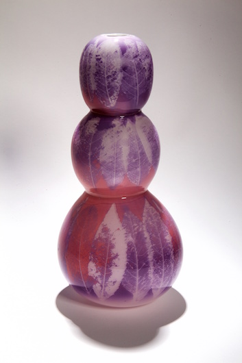 Hue Kawakawa 2 - This object is inspired by gourds and blown from photosensitive glass with Swedish color overlay. The