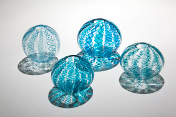 Kina Vases - Blown glass objects with patterns made using the filigrana technique and inspired by Kina shells (Sea