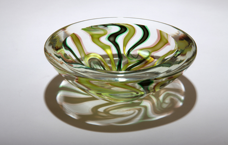 glass cane  swirly bowl